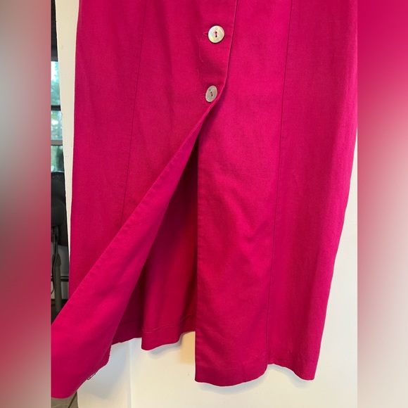 Jennifer Jeffries Women’s Vintage Fuchsia Button Up Short Sleeve Long Dress 10 - Picture 10 of 12